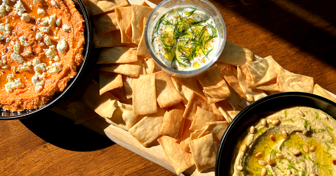 Three Dips with Pita Chips